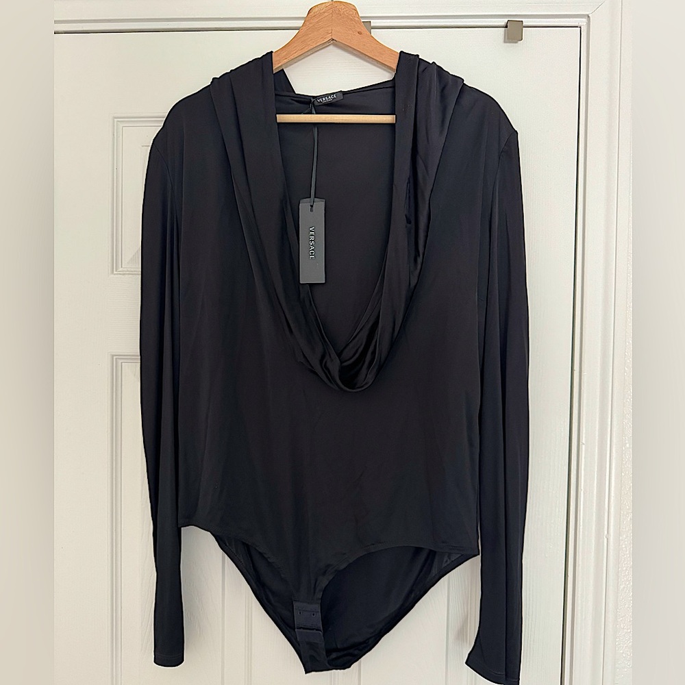 Versace Black Hooded Bodysuit- L